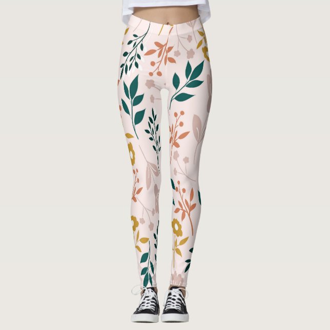 Blommigt för modern Elegant, färgstark Snyggt Leggings (Framsida)