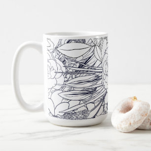 Blommigt för modern linjekonst Hand plockade - gi Kaffemugg
