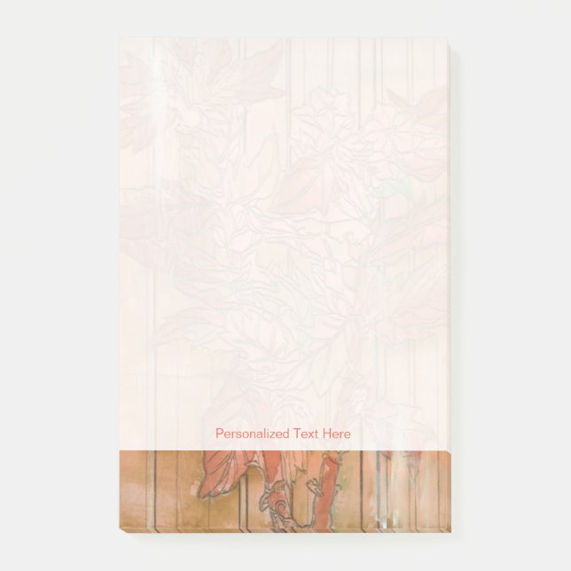 Blommigt för modern Orange Skriv ut på strippad ba Post-it Block (Framsida)