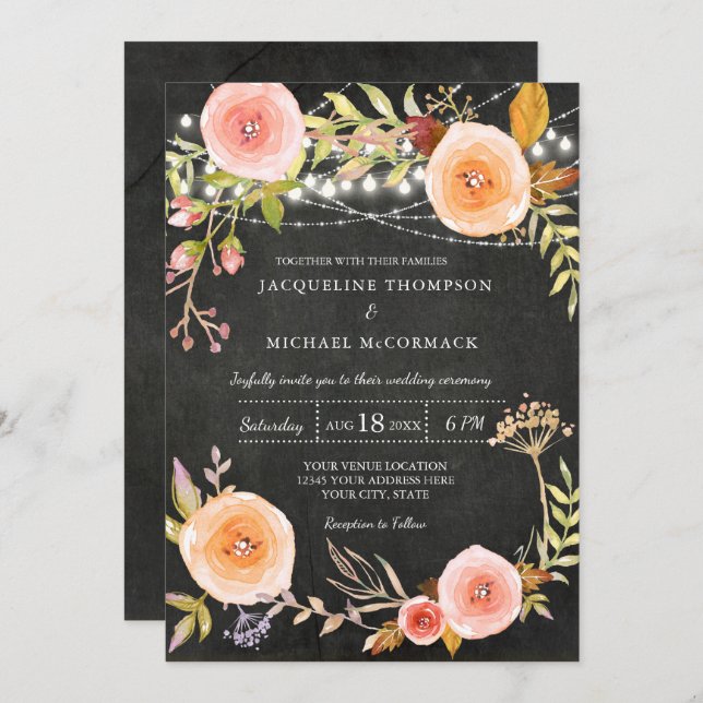 Blommigt för Möhippa av  Trollpanel Ljus Inbjudningar (Fram/baksida)