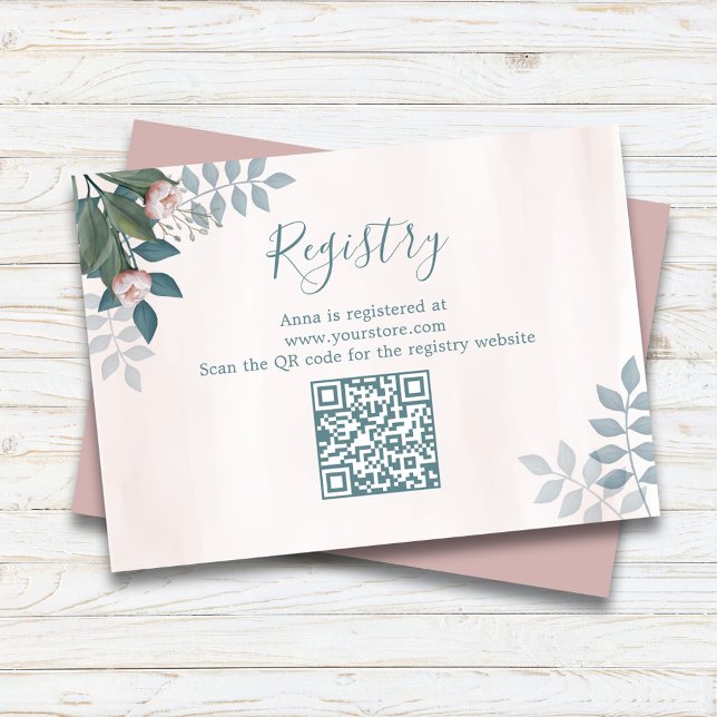 Blommigt för  Möhippa Gift-register Tilläggskort (Bridal Shower Gift Registry Enclosure Card)