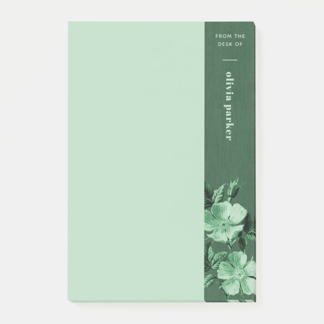 Blommigt för monokrom grönt  för blommor post-it block (Framsida)