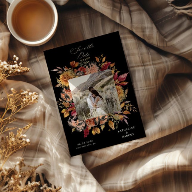 Blommigt för moody höstElegant Spara datum Inbjudningar (Skapare uppladdad)