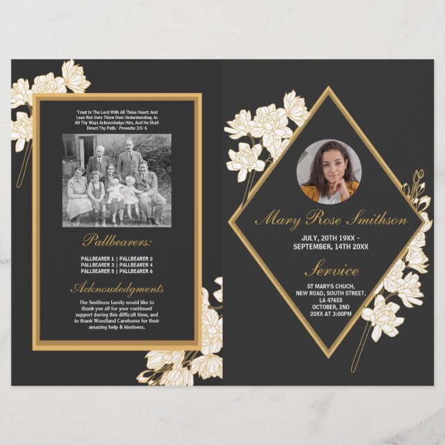 Blommigt för Mörk av allmän serviceorder Reklamblad (Framsidan)