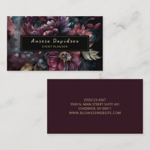 Blommigt för Mörk av elegant på svart Visitkort