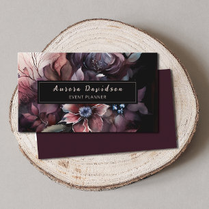 Blommigt för Mörk av elegant på svart Visitkort