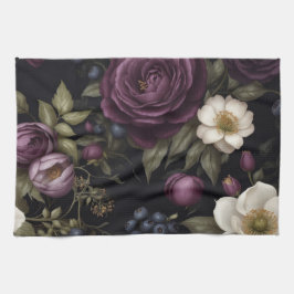Blommigt för mörk kökshandduk