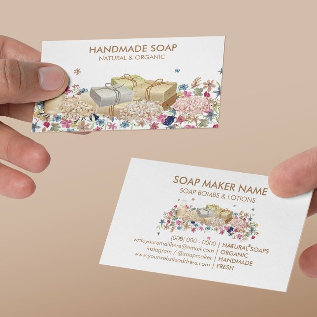 Blommigt för naturtvål visitkort (Natural Soap Floral Business Card
)