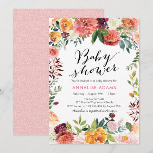 Blommigt för nedgång för baby showerinbjudan inbjudningar