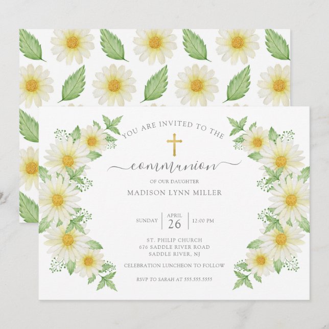 Blommigt för ny Daisy, första inbjudan till kommun (Fram/baksida)