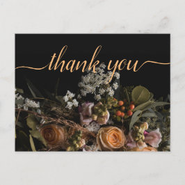 Blommigt för orange av mörk vintage Tack Postca Vykort