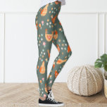 Blommigt för Orange av Roligt för Grönt av kålröre Leggings<br><div class="desc">Leggings adorned Chicken mönster.</div>