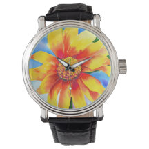 Blommigt för orange av solrosmålning gult