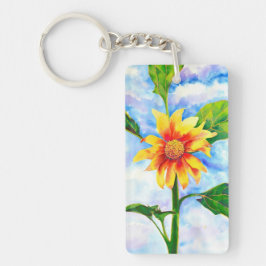 Blommigt för orange av solrosmålning gult nyckelring