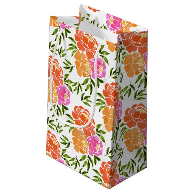 Blommigt för Orange av vattenfärgsfärg Shock rosa  (Baksidan Vinklad)