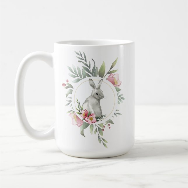 Blommigt för Påskhare av elegant Kaffemugg (Vänster)