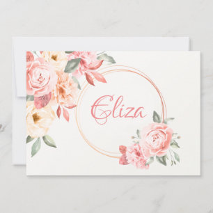 Blommigt för personlig i Rosa Stationery Inbjudningar