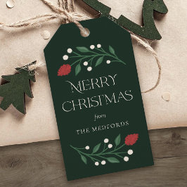 Blommigt för Personligen Klassiskt God jul Presentetikett