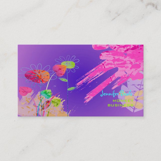 Blommigt för PixDezines Grunge ♥ ♥ ♥ ♥ Visitkort (Framsida)