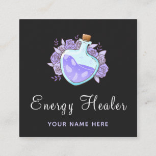 Blommigt för Psychic Tarot Reader Energy Healer Sö Fyrkantigt Visitkort