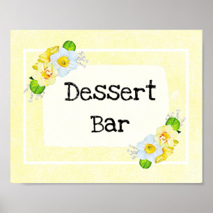Blommigt för Pub Gult för bröllop-signalen Dessert Poster