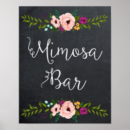 blommigt för pub-tecken på chalkboard mimosa-tecke poster