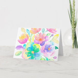 Blommigt för regnbåge Färg Watercolor Helgkort