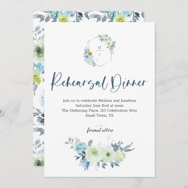 Blommigt för repetition av Grönt av ljusblå Gult (Fram/baksida)