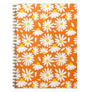 Blommigt för Retro-daisy: vintage för orange. Anteckningsbok