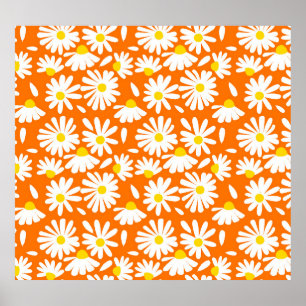 Blommigt för Retro-daisy: vintage för orange. Poster