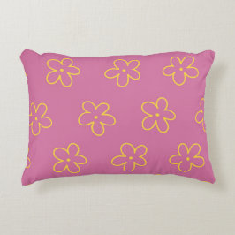 Blommigt för Retro Lila Gult enkel Flower Mönster Prydnadskudde