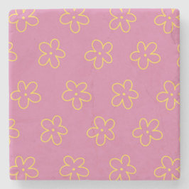 Blommigt för Retro Lila Gult enkel Flower Mönster Stenunderlägg