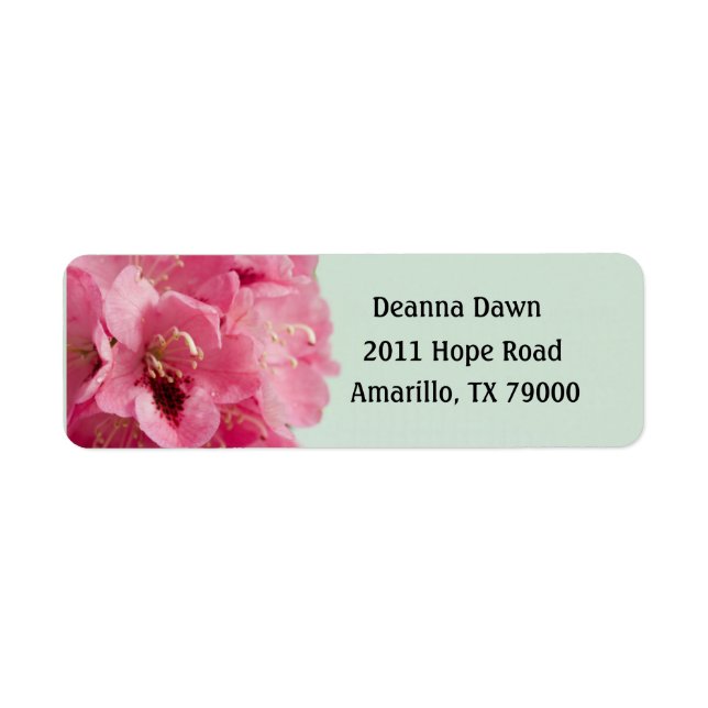 Blommigt för Rhododendron-Elegant Returadress Etikett (Framsidan)