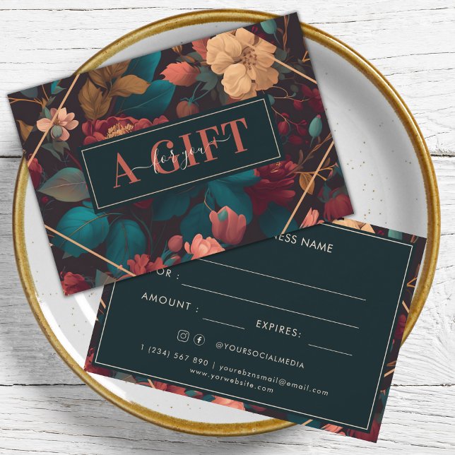 Blommigt för Romantisk Mörk Business Gift Certific (Skapare uppladdad)