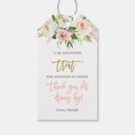 Blommigt för rosa av babydusch presentetikett