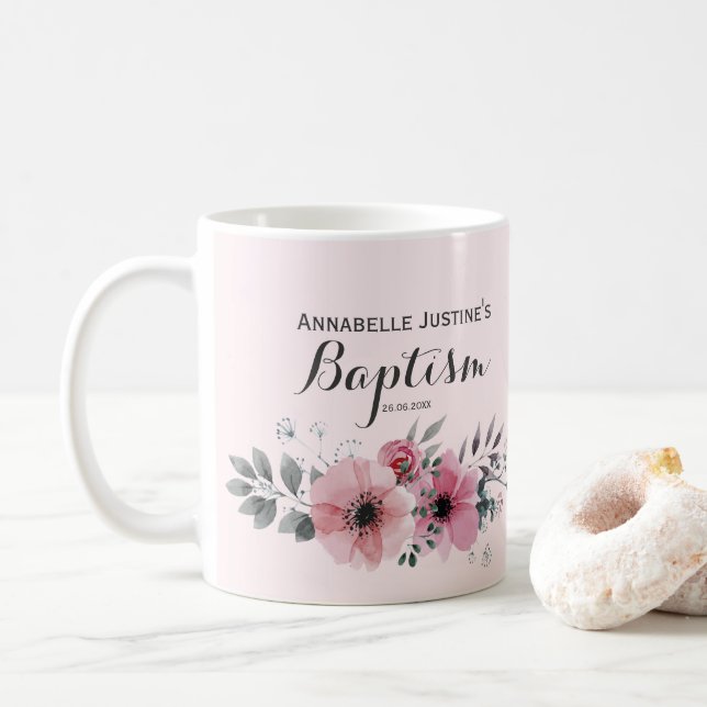 Blommigt för Rosa av baptism Elegant Kaffemugg (Med munk)