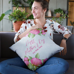 Blommigt för Rosa av Chicen lycklig Mors dag Kudde