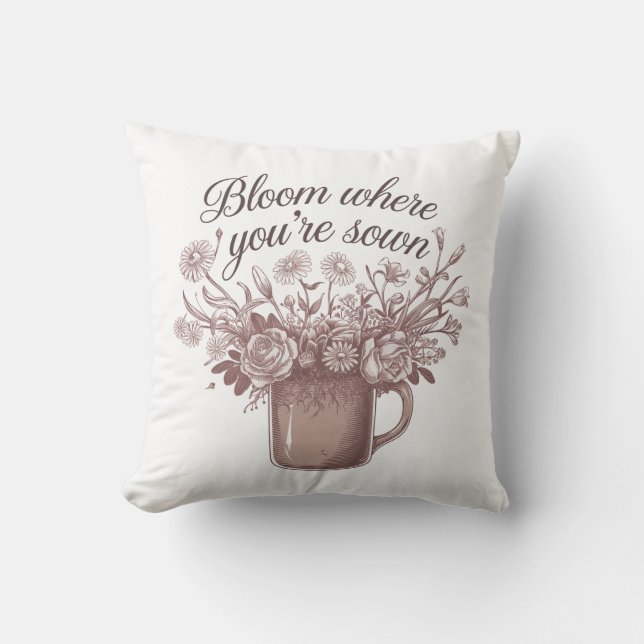 Blommigt för Rosa av elegant Kudde (Framsida)