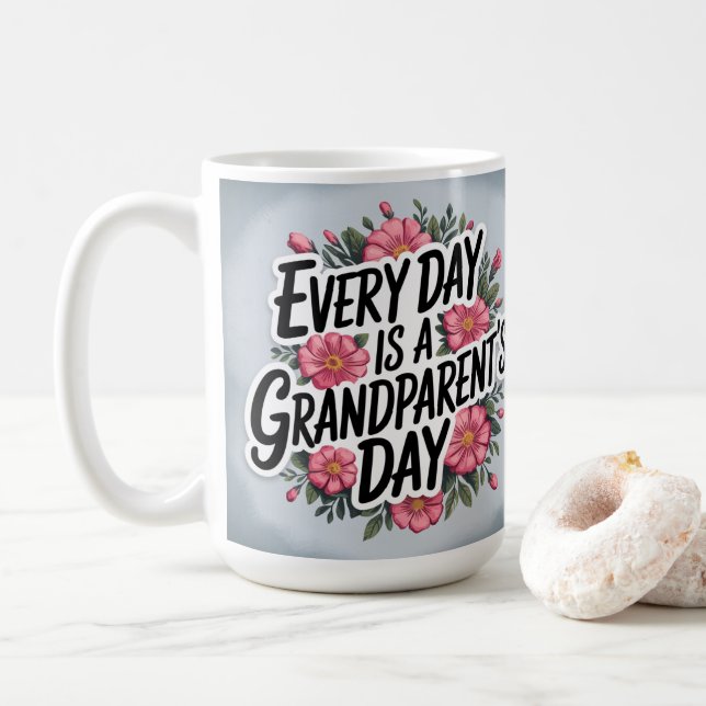 Blommigt för Rosa av farföräldrars dag Kaffemugg (Med munk)