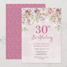 Blommigt för Rosa av inbjudan till 30års födelseda