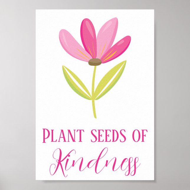 Blommigt för Rosa av kindness-plantor Poster (Framsidan)