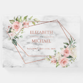 Blommigt för Rosa av koppargeometrisk marmor Gästböcker