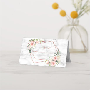 Blommigt för Rosa av koppargeometrisk marmor Placeringskort