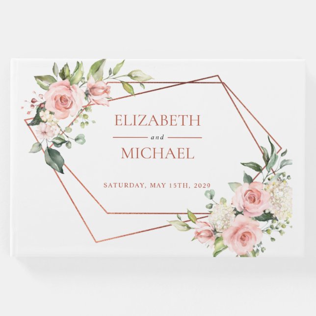 Blommigt för Rosa av kopparpersikor Gästböcker (Framsida)