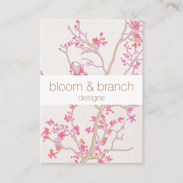 Blommigt för Rosa av körsbärssystem i hand plockad Visitkort (Framsida)
