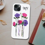 Blommigt för Rosa av Lila i vattenfärgen Monogram<br><div class="desc">Den här telefonväskan är dekorerad med en vattenfärgsdesign i skuggor av rosa och lila. Enkel anpassade med ditt monogram. Eftersom vi skapar vår egen teckning kommer du inte att hitta just den här bilden från andra designers. Ursprunglig vattenfärg © Michele Davies.</div>