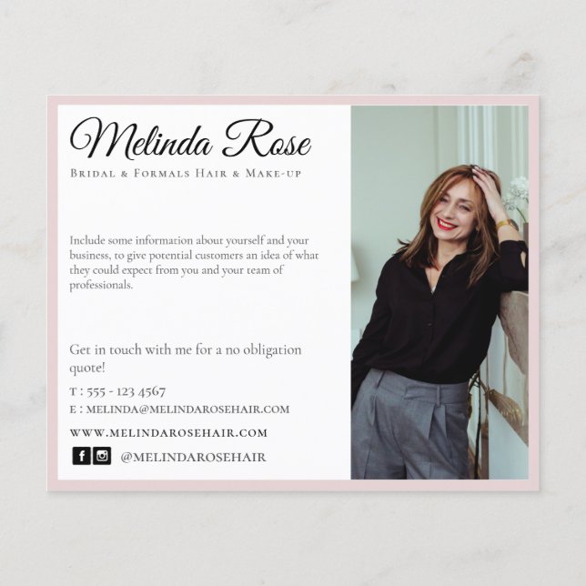 Blommigt för Rosa av makeup Artist Hairstylist Pro Flygblad (Baksidan)