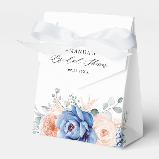 Blommigt för  Rosa av marin blå skiffer Presentaskar (Framsidan Sidan)