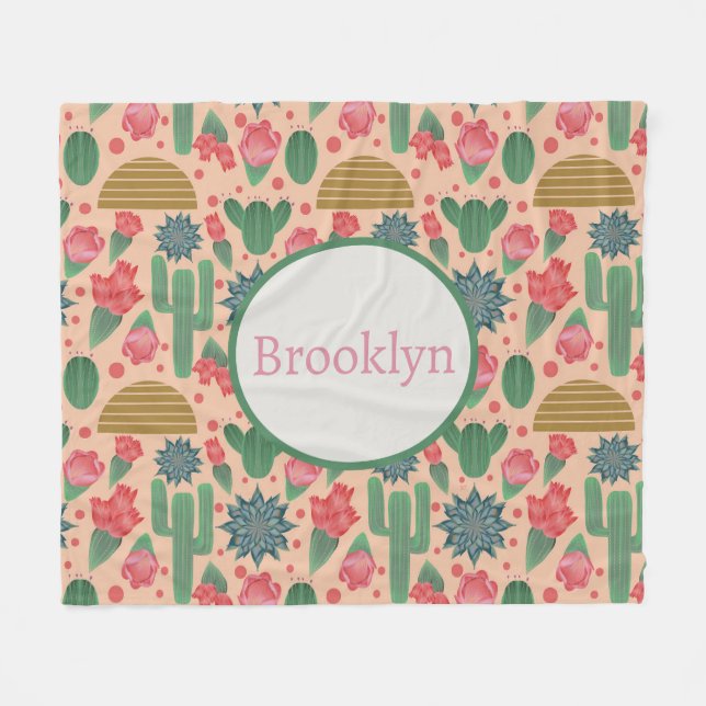 Blommigt för  Rosa av personlig Desert Fleecefilt (Framsidan (Horisontell))