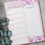 Blommigt för Rosa av personlig för måltidsplanerin Anteckningsblock<br><div class="desc">Anteckningsblock för rosa Blommigt som du kan anpassa med ditt namn eller med din familj namn. Du kan också redigera rubrikerna som för närvarande läser Måltidsplanering och Livsmedel-lista. Om du till exempel föredrar Dag Plan och Att göra lista är mallen inställd så att du kan gå högerna före och redigera...</div>